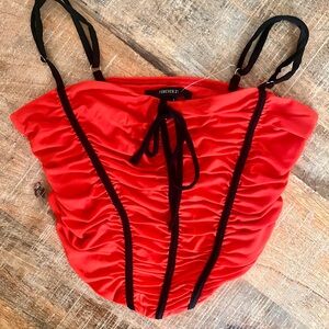 NEW Forever 21 Red Ruched Cropped Camisole